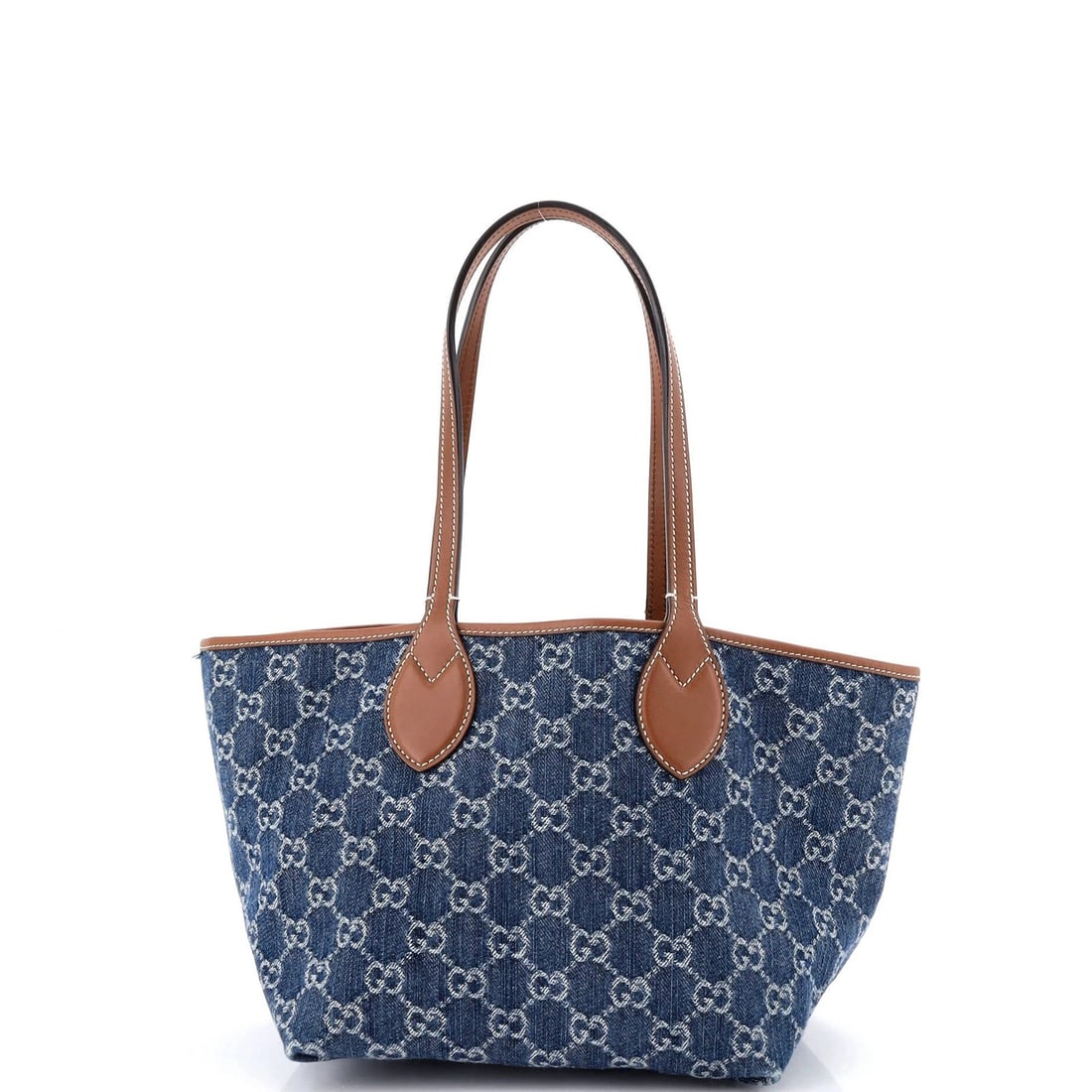Gucci Reversible Totissima Shopping Tote GG Denim Small: Condition: Pre-owned - Excellent,Brand: Gucci,Exterior Material: Denim,Style: Totes,Exterior Color: Blue,Department: Women,Size: Small,Accessories: Dust BagCondition: Great. Exterior: minor scuffs,