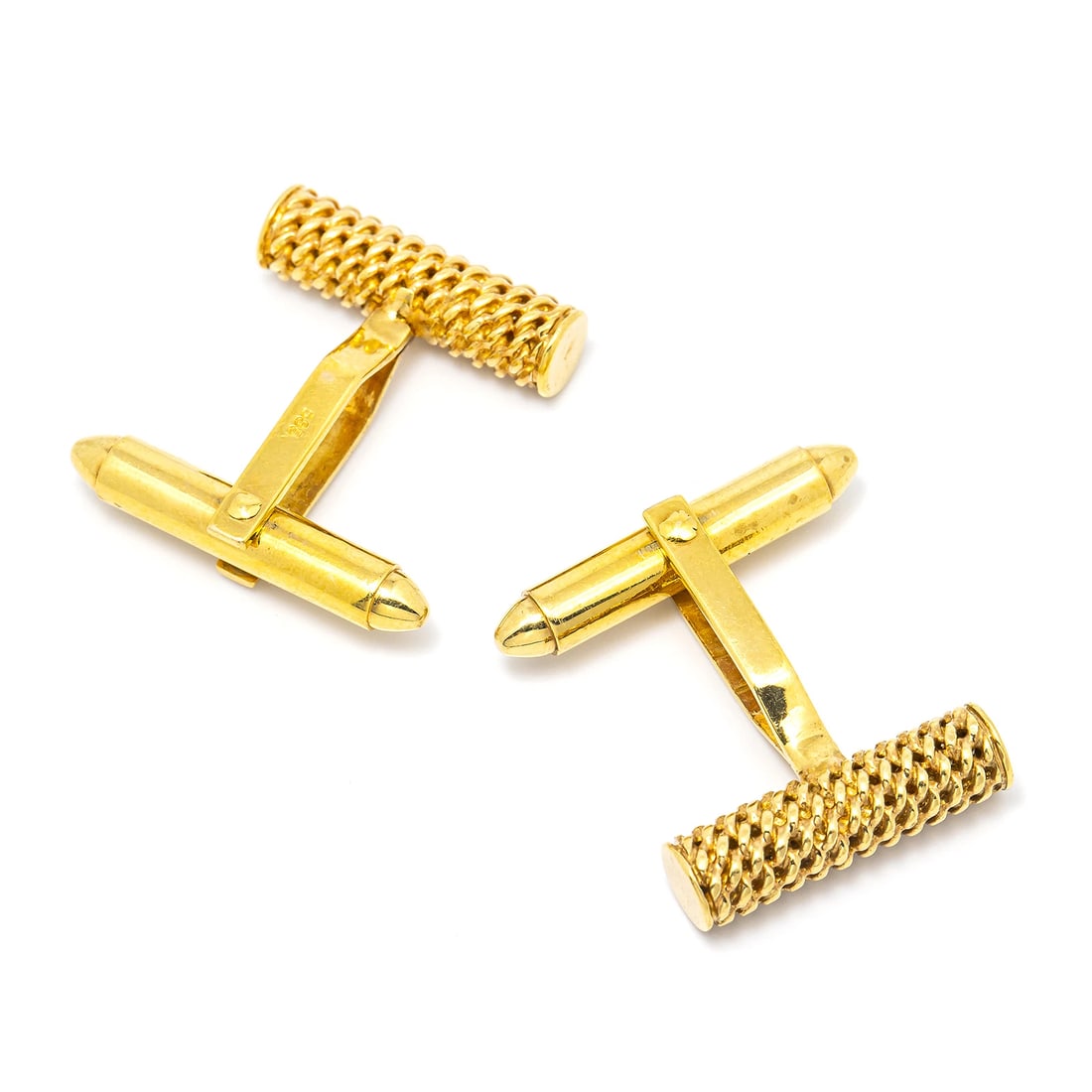 Cufflinks 14K Yellow Gold Stylish Vintage Wave Cylinder 8.3 Grams (1 of 1)
