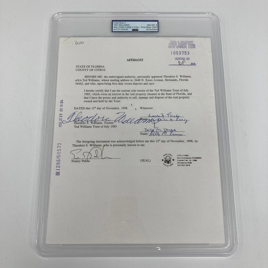 Ted Williams Full Name Signed Original Contract PSA DNA COA (1 of 3)
