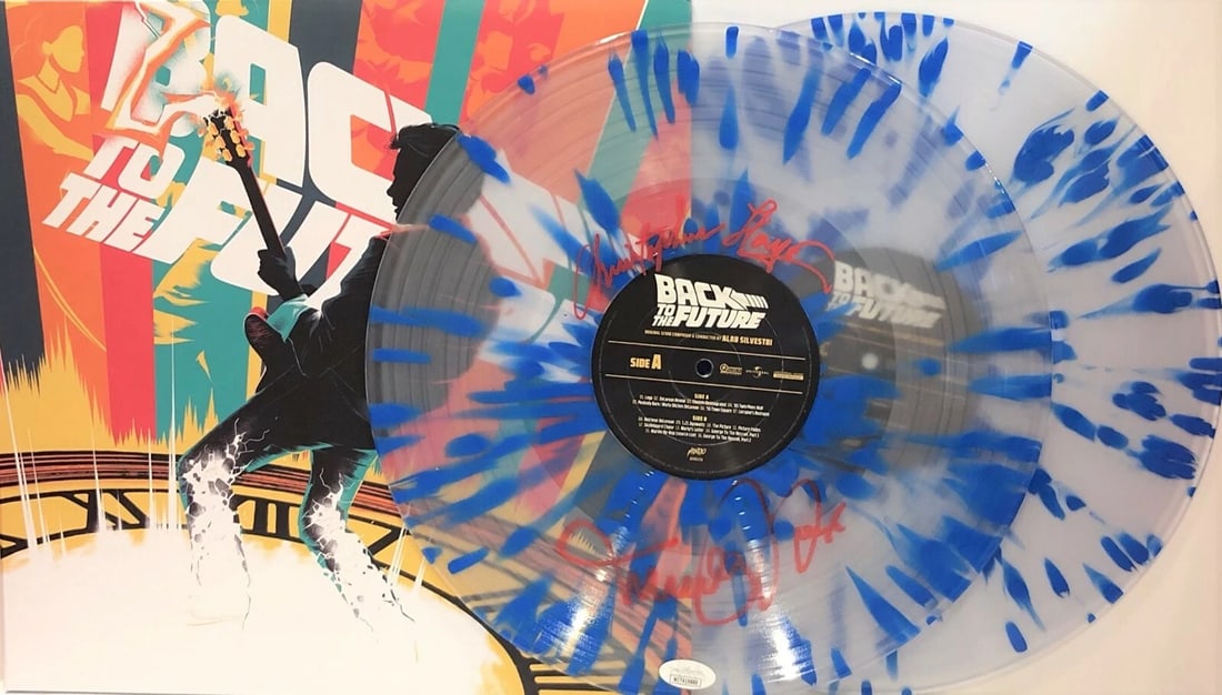 MICHAEL J FOX C. LLOYD Signed on Vinyl Autograph Back To The Future Splatter LP (1 of 2)