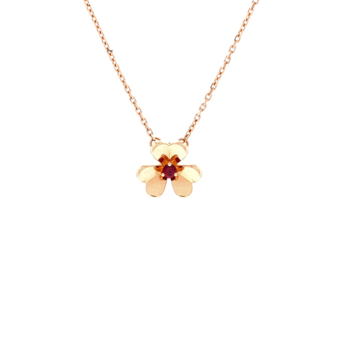 Van Cleef & Arpels Frivole Pendant Necklace 18K Rose Gold with Ruby Mini (1 of 4)