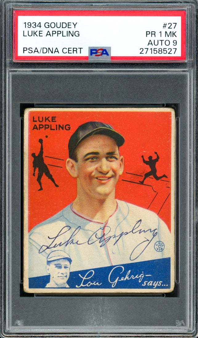 Luke Appling Signed 1934 Goudey RC 27 PSA 1 Auto Mint 9 PSA/DNA (1 of 2)