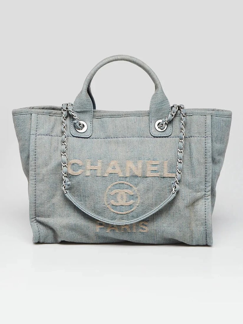 Chanel Blue Distressed Denim Small Deauville Shopping Tote Bag: Condition: Pre-owned - Good,Brand: Chanel,Exterior Material: Denim,Style: Everyday Bags,Totes,Exterior Color: Blue,Department: Women