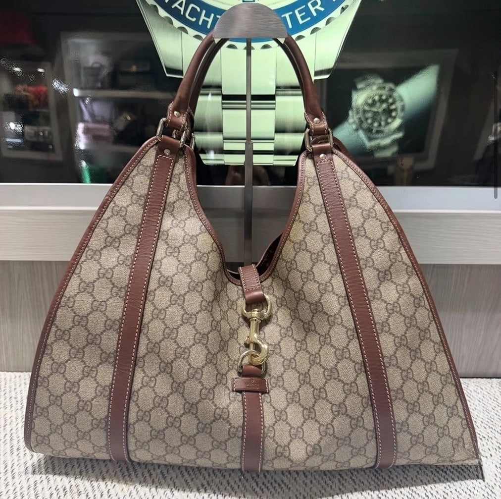 Gucci Joy Hobo Brown Trim Supreme canvas: Condition: Pre-owned - Good,Brand: Gucci,Department: Women,Exterior Color: Brown,Style: Hobo Bag,Exterior Material: GG Supreme coated canvas