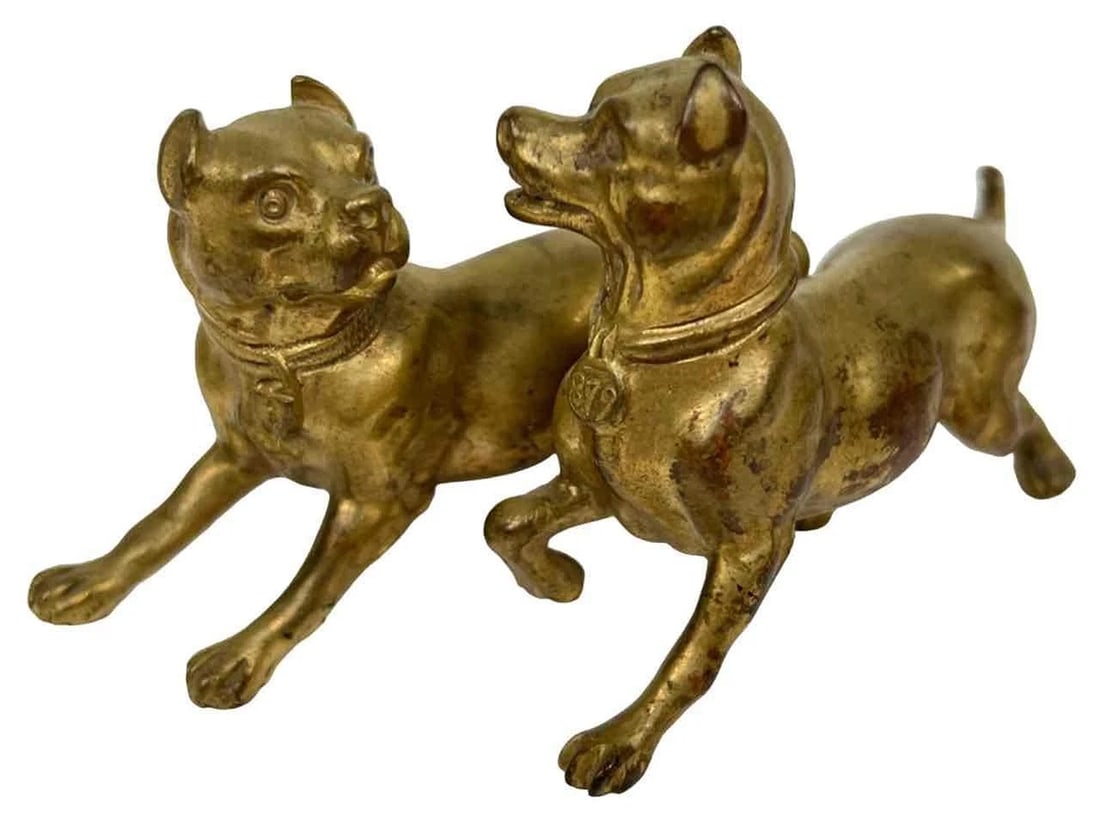 Vienna Austria Ormolu Gilt Bronze 2 Dogs Sculpture Figurine Franz Bergmann Attrb (1 of 14)