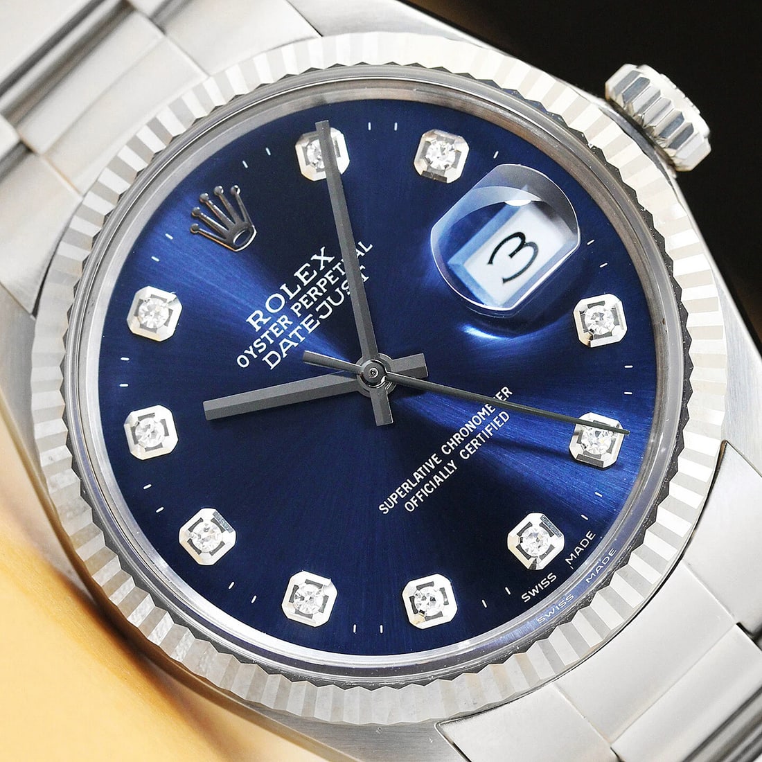 MENS ROLEX DATEJUST QUICKSET 18K WHITE GOLD STAINLESS STEEL BLUE 16014 WATCH (1 of 8)