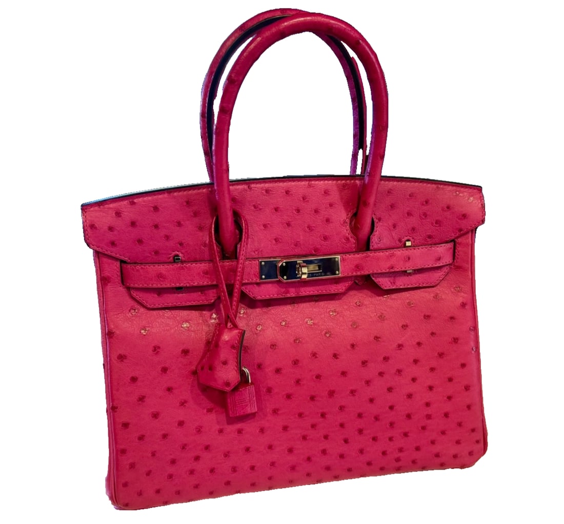 Hermes Birkin 30 cm rose pourpre ostrich: Hermes Birkin 30 cm rose pourpre ostrich