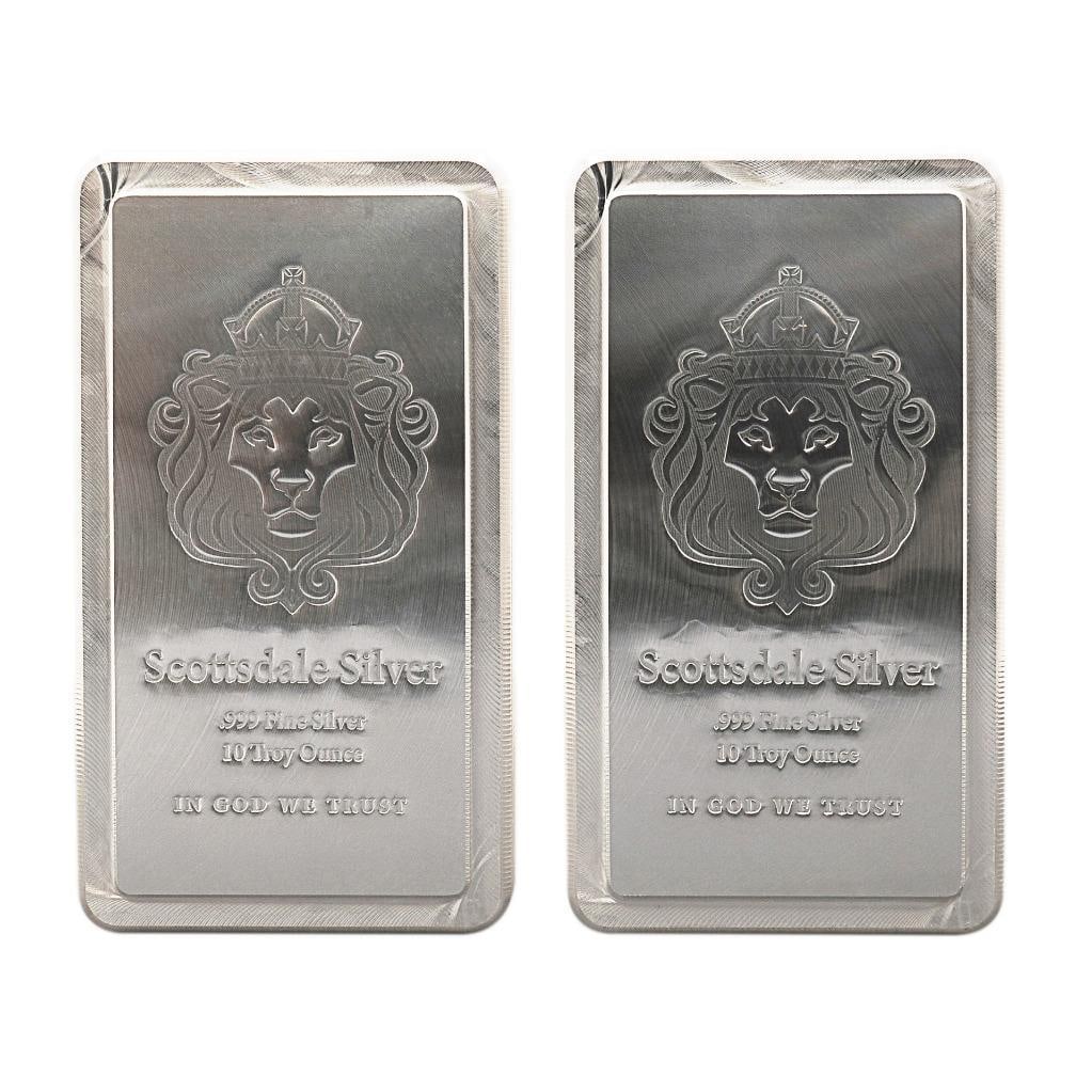 2 x 10 oz .999 Silver Scottsdale STACKER® Silver Bars #A248: 2 x 10 oz .999 Silver Scottsdale STACKER® Silver Bars #A248