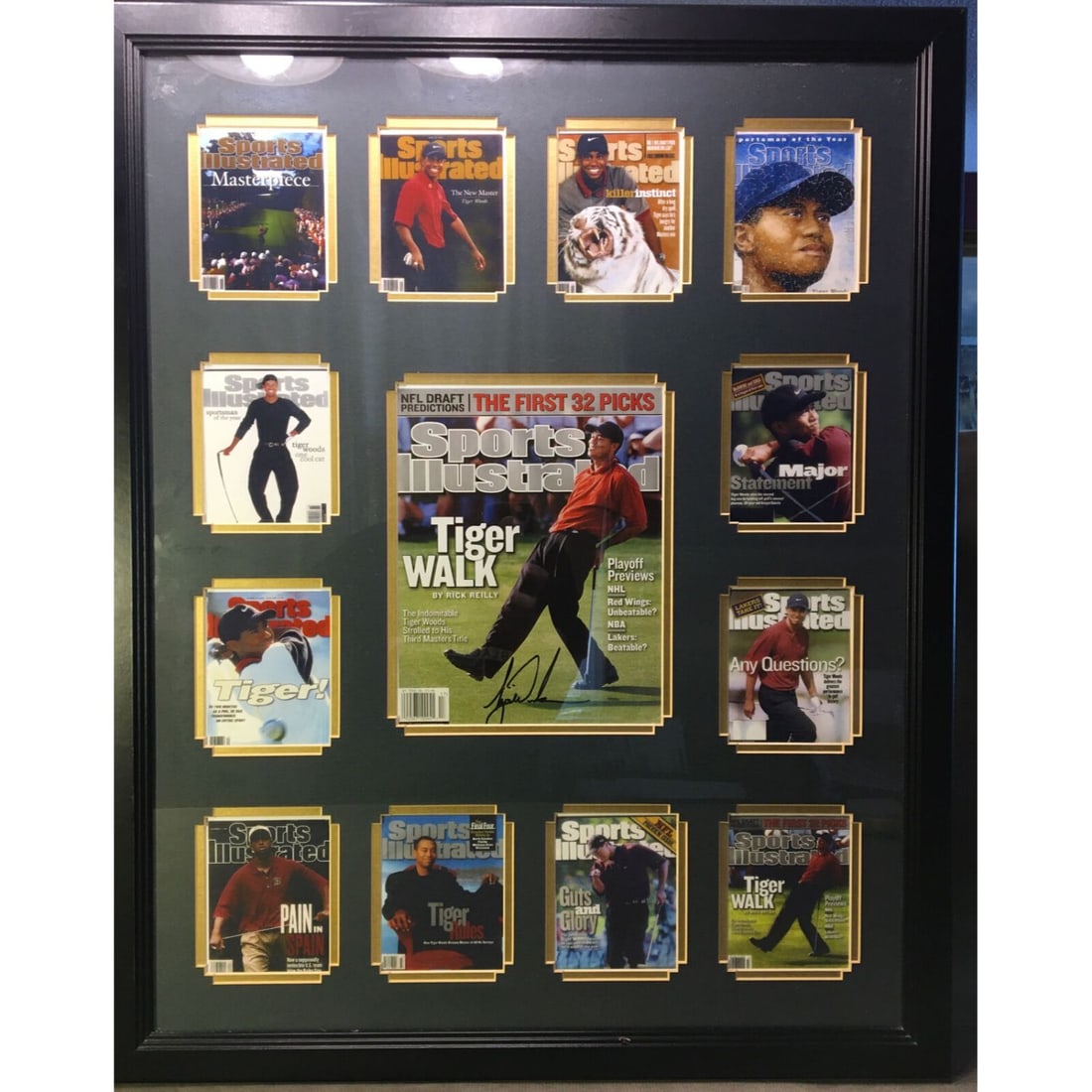 Tiger Woods Signed Sports Illustrated Magazine Framed Cover Collage Golf 30x24: Tiger Woods Signed Sports Illustrated Magazine Framed Cover Collage Golf 30x24