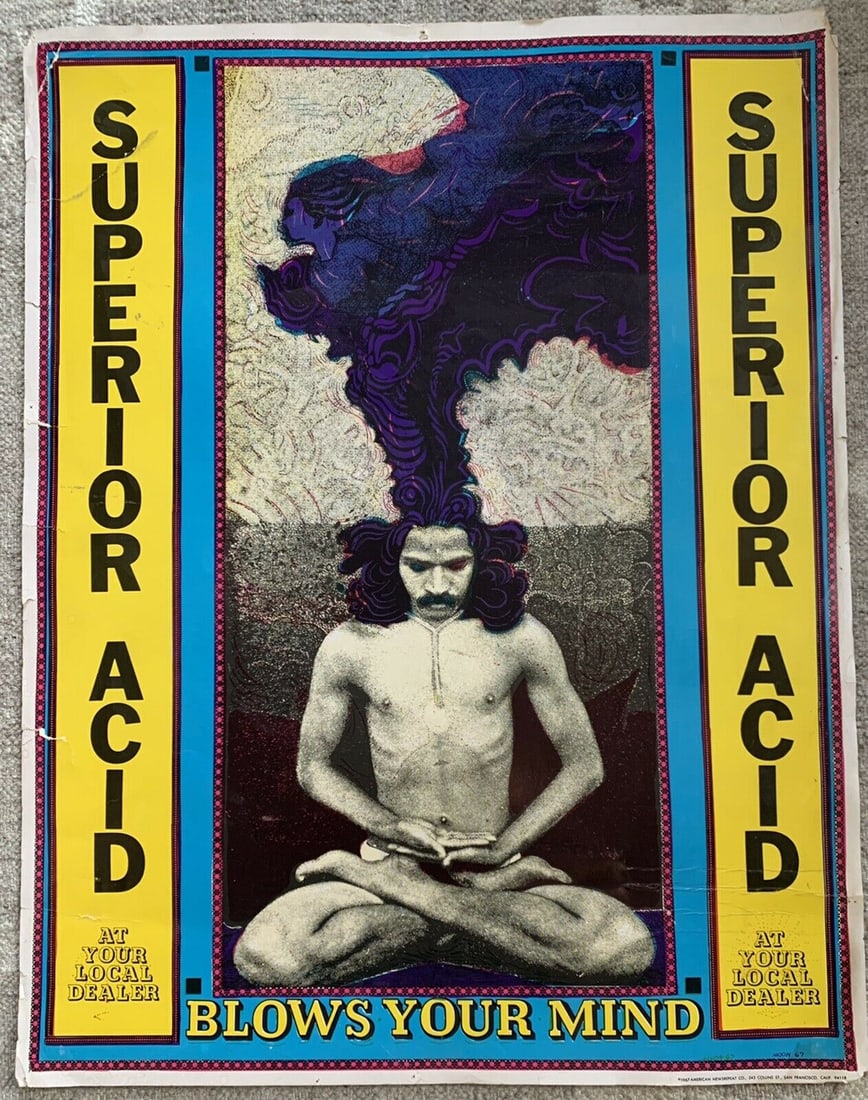 Rare Original Superior Acid Vintage 1960s Psychedelic Poster (1 of 2)