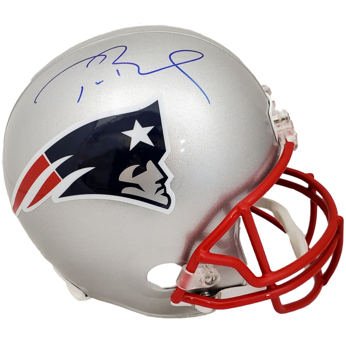 Tom Brady Autographed New England Patriots Silver Full Size Replica Helmet Fanatics (1 of 1)