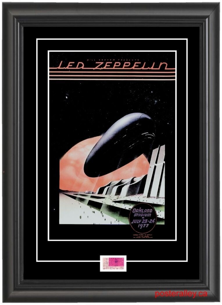 Led Zeppelin 1977 Concert Poster & Ticket set Ready to frame! Oakland (1 of 2)