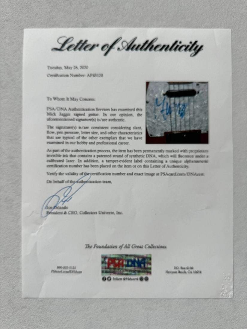 Mick Jagger Signed Guitar (PSA LOA) - 4