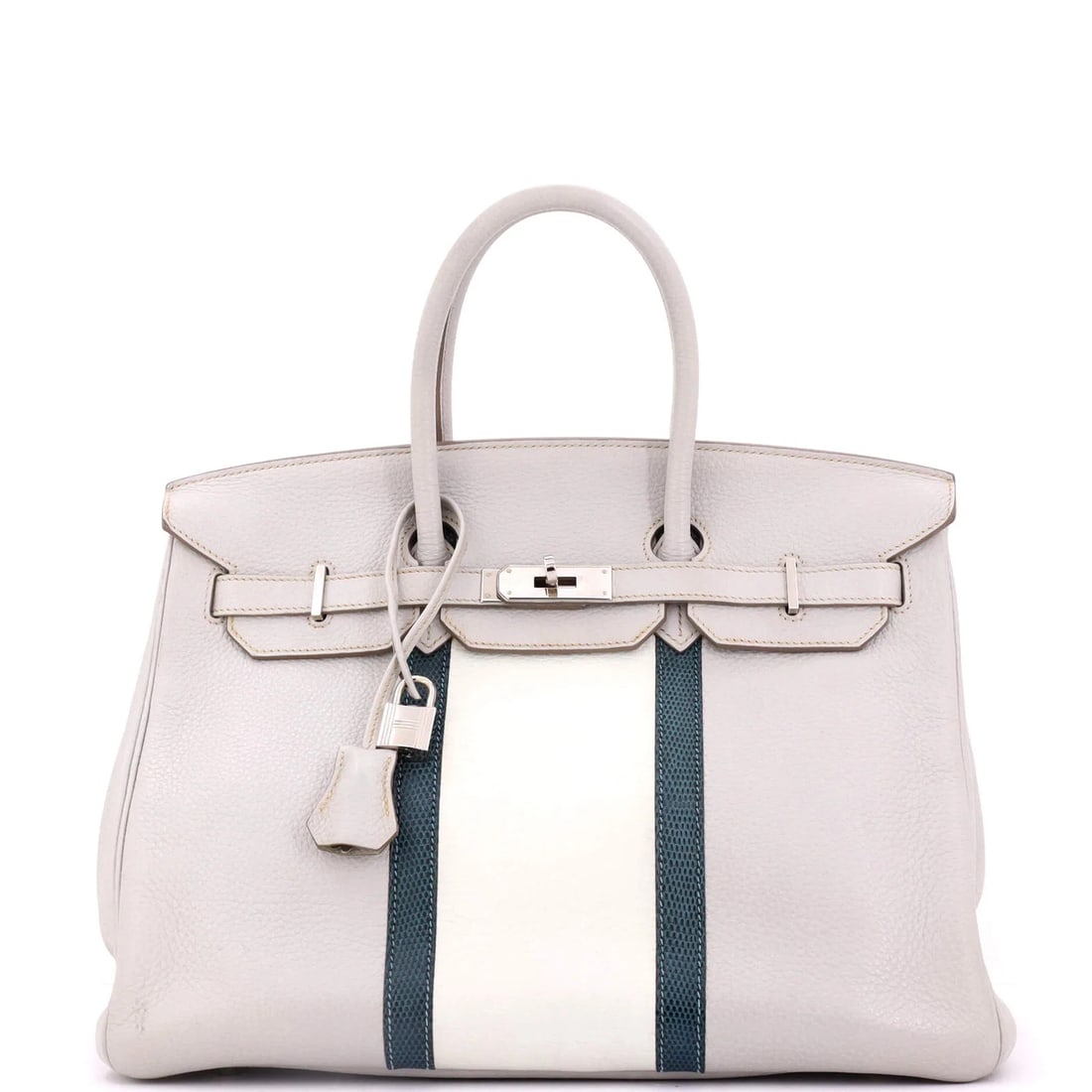 Hermes Club Birkin Bag Grey Clemence and Lizard with Palladium Hardware 35 (1 of 8)
