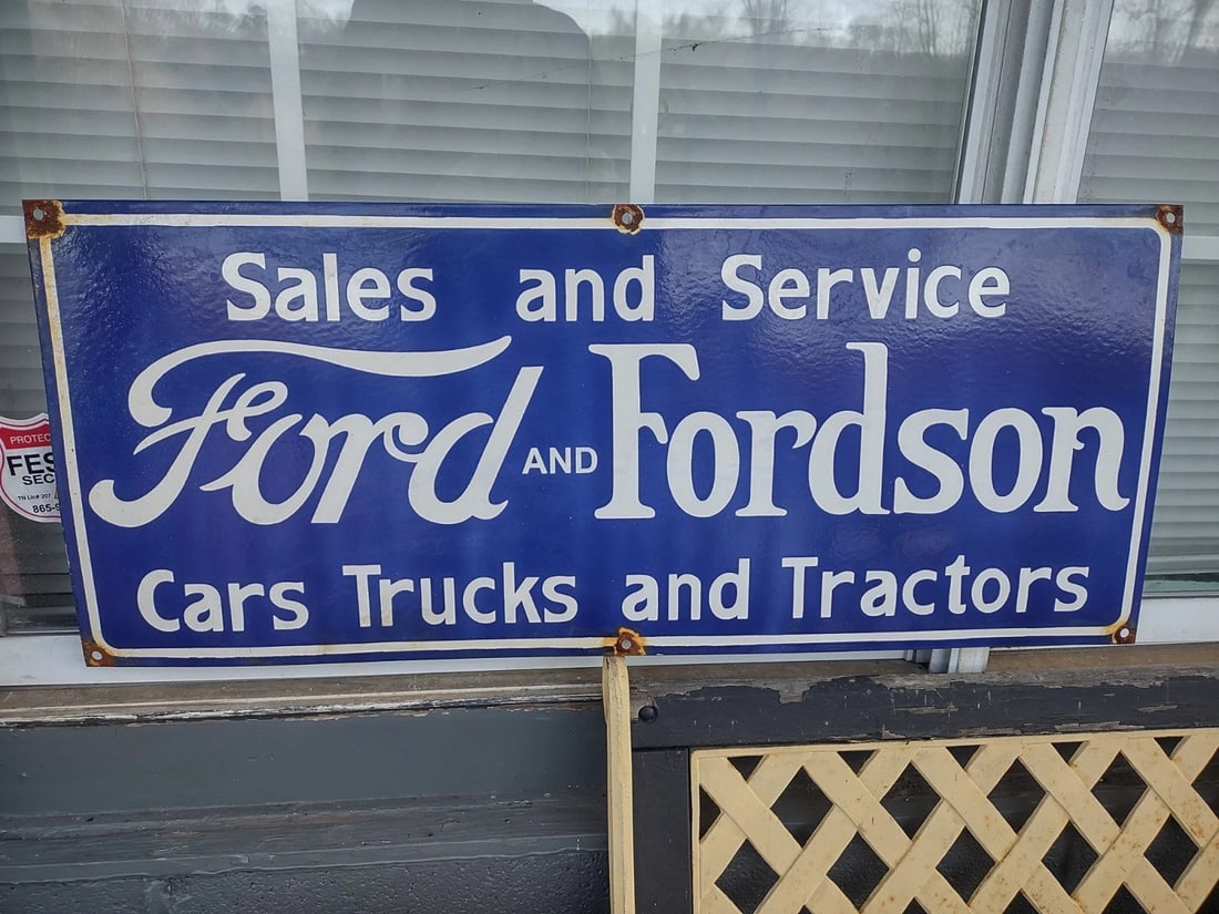 Vintage Fod & Fordson Porcelaign Sign ~(3FT Long) (1 of 11)