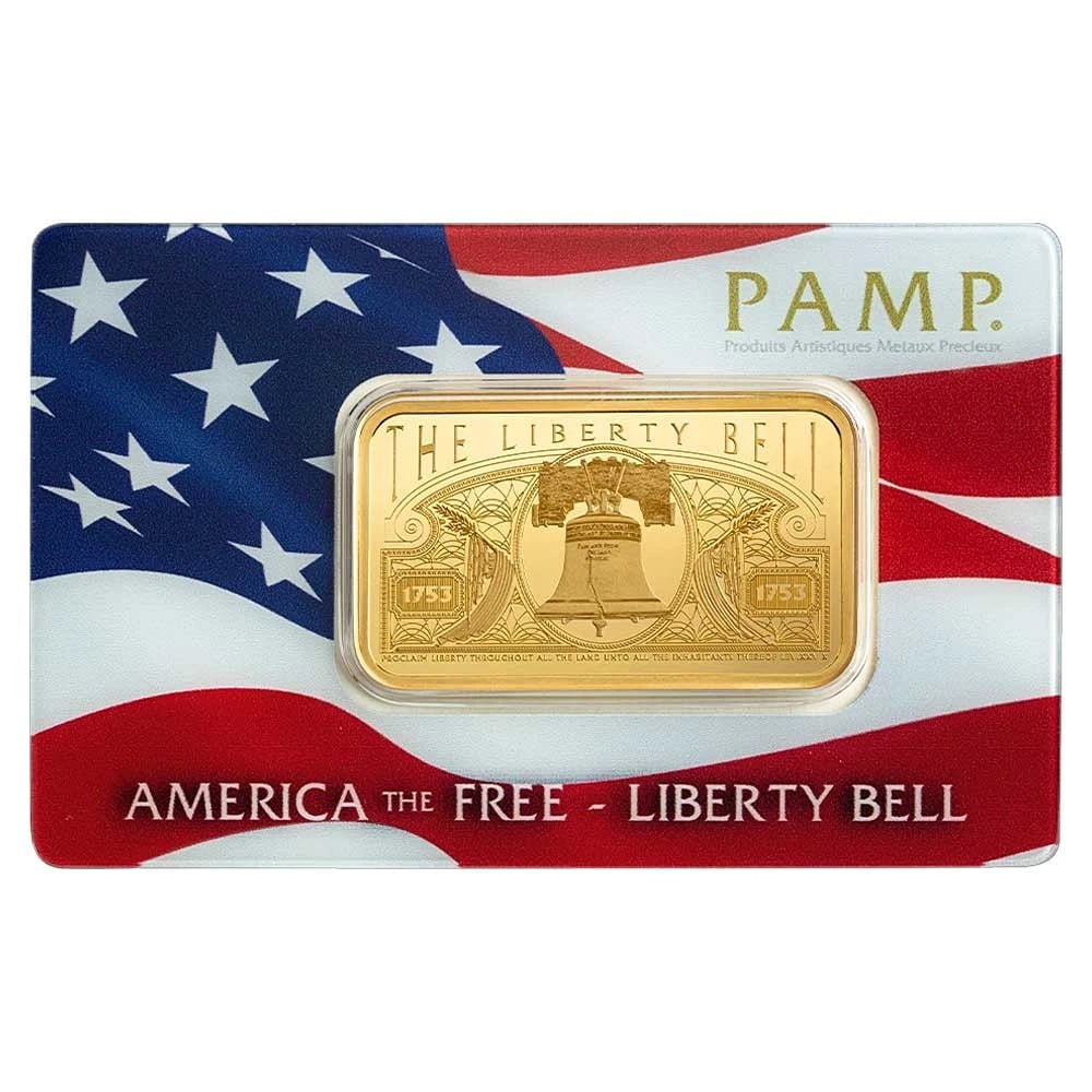 1 Troy oz Pamp Liberty Bell Gold Bar .9999 Fine (1 of 3)