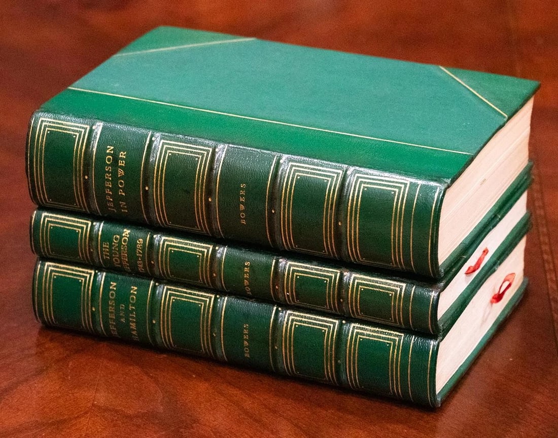 1936 Thomas Jefferson in Power & Alexander Hamilton Federalist Brentanos Binding: Country of Origin: United States,Binding: Leather,Language: English,Original/Facsimile: Original,Place of Publication: Boston and New York,Special Attributes: Illustrated, Fine Leather Bindings, Rare,