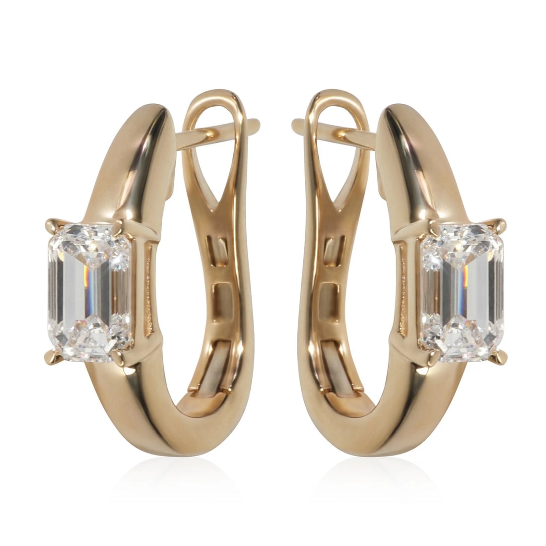 1.4 ctw Yellow Gold Lab-Grown Diamond Earrings: Condition: New without tags,Shape: Emerald,Item Length: 16 mm,Country of Origin: US,Side Stone Type: Lab-Grown Diamond,Side Stone Weight (cts): 1.40,Metal Purity: 14K,With Original Box/Packaging: No,W