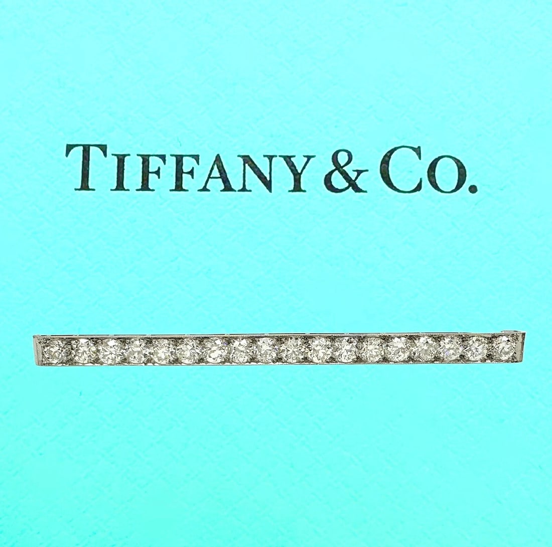 Tiffany & Co Vintage Diamond Platinum Pin Brooch Old European Cuts 4.60 tcw: Condition: Pre-owned - Good,Main Stone Creation: Natural,Shape: Old European Cut,Color: White,Main Stone Color: White,Metal: Platinum and Yellow Gold,Total Carat Weight: 4.00 - 4.99,Secondary Stone: D