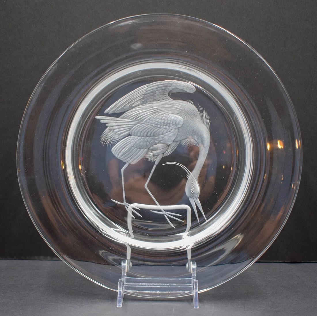 Steuben Audubon Engraved Art Glass Plate - Great Blue Heron (1 of 5)