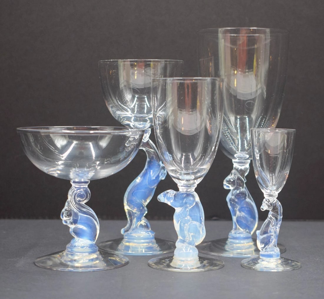 5 Pcs. Libbey Nash Silhouette Stemware- Cat, Kangaroo, Squirrel, Bear & Monkey (1 of 11)