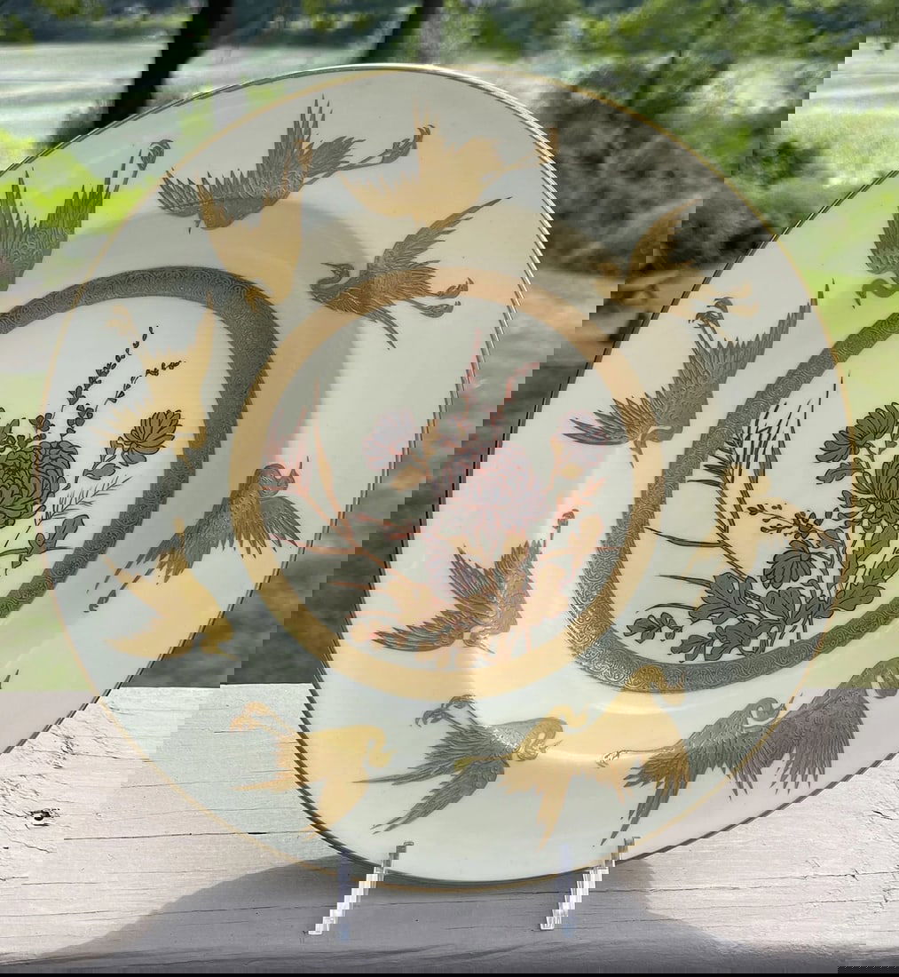 Museum Quality Aesthetic Brown Westhead Moore & Co Flying Crane Bowl, C1880 (1 of 12)