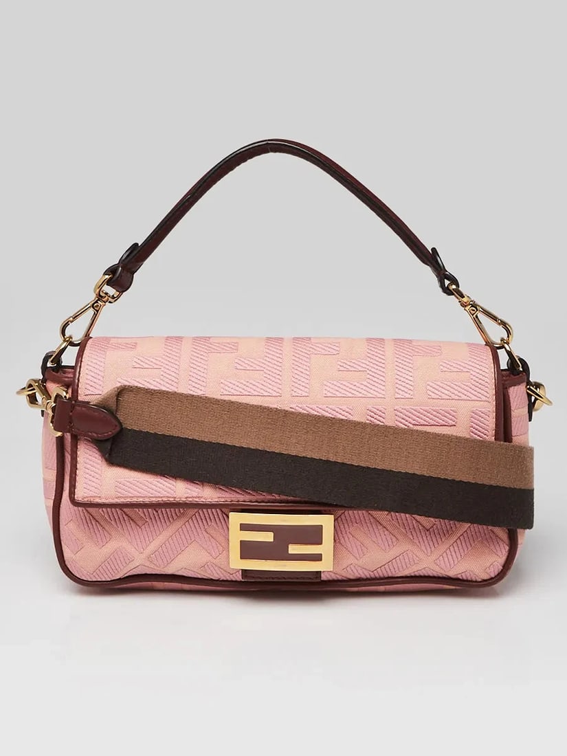 Fendi Pink FF Cotton Canvas Medium Baguette Bag - 8BR600 (1 of 11)