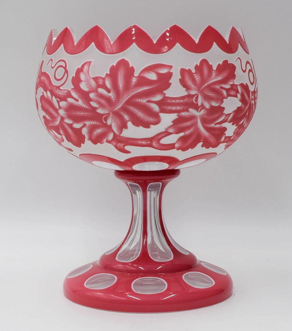 Bohemian Cut Glass & Engraved Centerpiece - Circa 1880, Grapes & Vines (1 of 6)