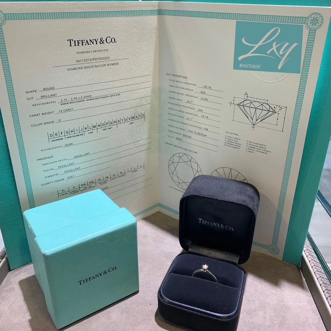 Tiffany & CO. Diamond & Platinum Engagement Ring Size 6.25 .19ct W/cert& Box (1 of 10)