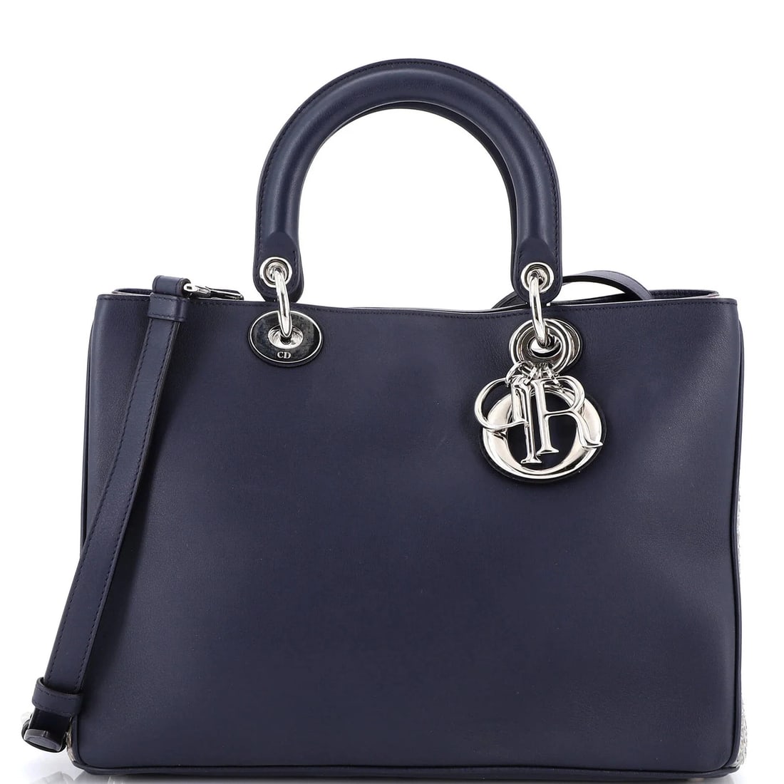 Christian Dior Diorissimo Tote Smooth Calfskin and Python Medium: Condition: Pre-owned - Good,Brand: Christian Dior,Exterior Material: Leather, Exotic, Python,Style: Totes,Exterior Color: Blue,Department: Women,Size: Medium,Accessories: Dust Bag, With Strap