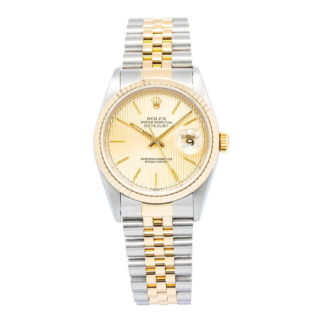 Rolex Datejust 16233 18k Two Tone Champagne Tapestry Dial Men's Watch 36mm (1 of 6)