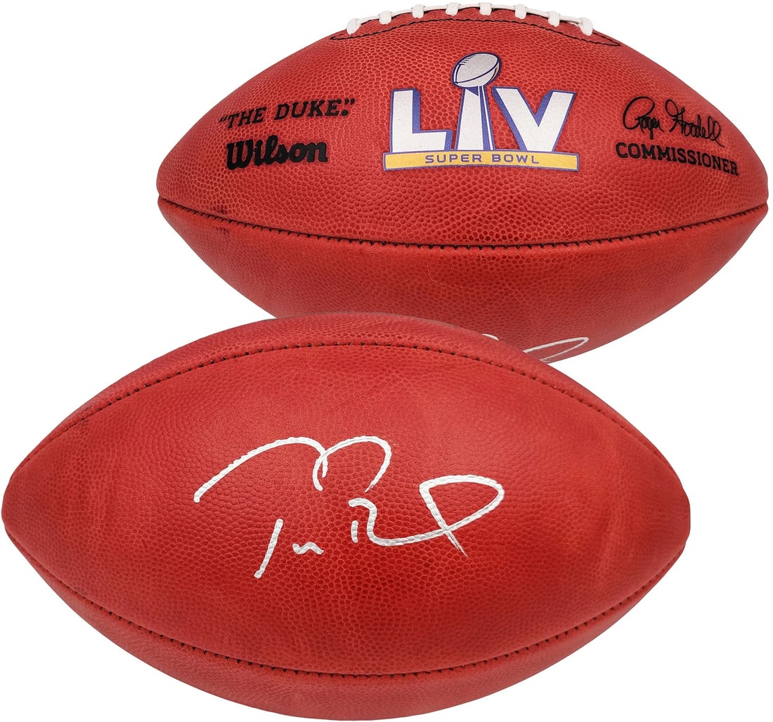 Tom Brady Auto Official NFL Leather SB LV Logo Football Buccaneers Fanatics Holo (1 of 6)