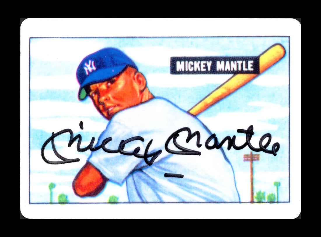 Mickey Mantle Auto Signed 1951 Bowman Porcelain RC Yankees Sig N/M 8 PSA/DNA (1 of 3)
