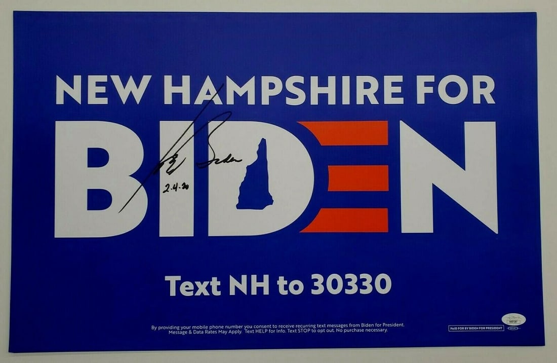 President Joe Biden Signed Official 2020 Campaign Rally Sign Poster Placard JSA (1 of 1)