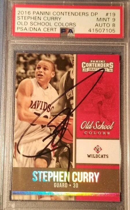 Stephen Curry Signed 2016 Panini Contenders Old School Graded PSA MINT 9 AUTO 8: Stephen Curry Signed 2016 Panini Contenders Old School Graded PSA MINT 9 AUTO 8