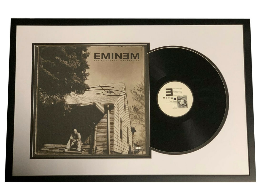 EMINEM SLIM SHADY SIGNED FRAMED THE MARSHALL MATHERS LP ALBUM VINYL BECKETT BAS (1 of 1)