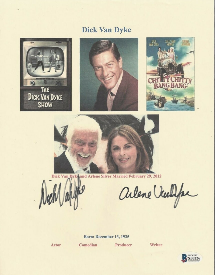 DICK VAN DYKE ARLENE Signed Autograph 8.5x11 Stat Page Mary Poppins Beckett COA (1 of 1)