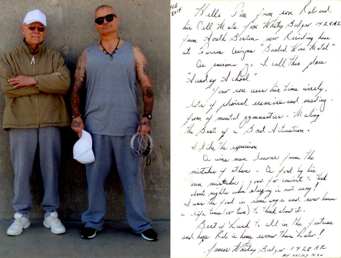 Whitey Bulger Hand Written Signed Letter Prison Cellmate JSA COA Mob: Whitey Bulger Hand Written Signed Letter Prison Cellmate JSA COA Autograph Mob