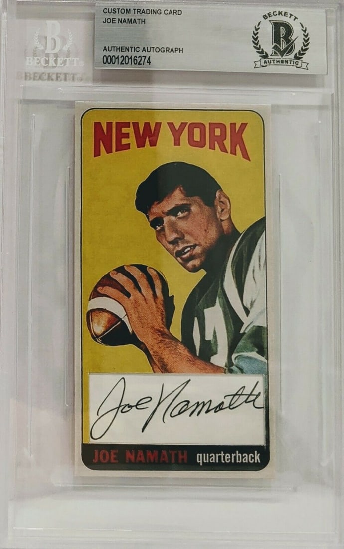 JOE NAMATH Signed Autograph Beckett Slabbed 1965 RC Reprint Trading Card (1 of 1)
