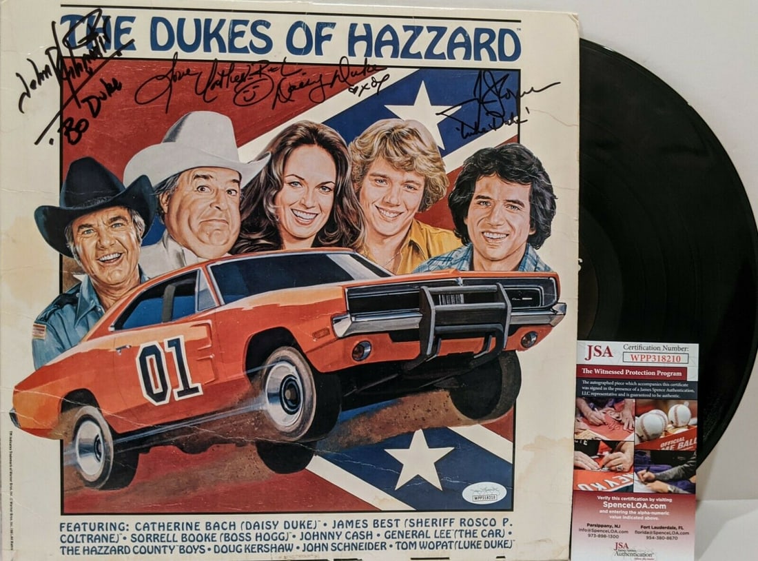 CAST OF DUKES OF HAZZARD X 3 Signed Autograph LP Cover Record JSA Bo Daisy Luke (1 of 1)