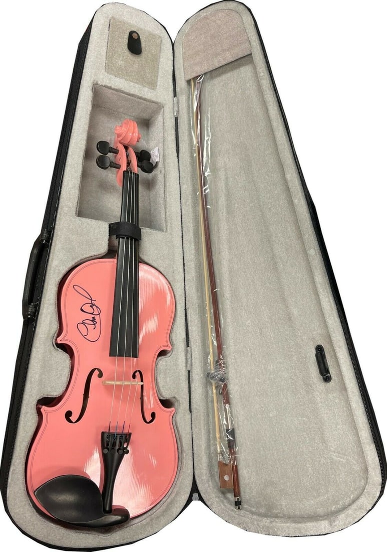Charlie Daniels signed Full Size 4/4 Pink Violin in Case - JSA LOA (1 of 1)