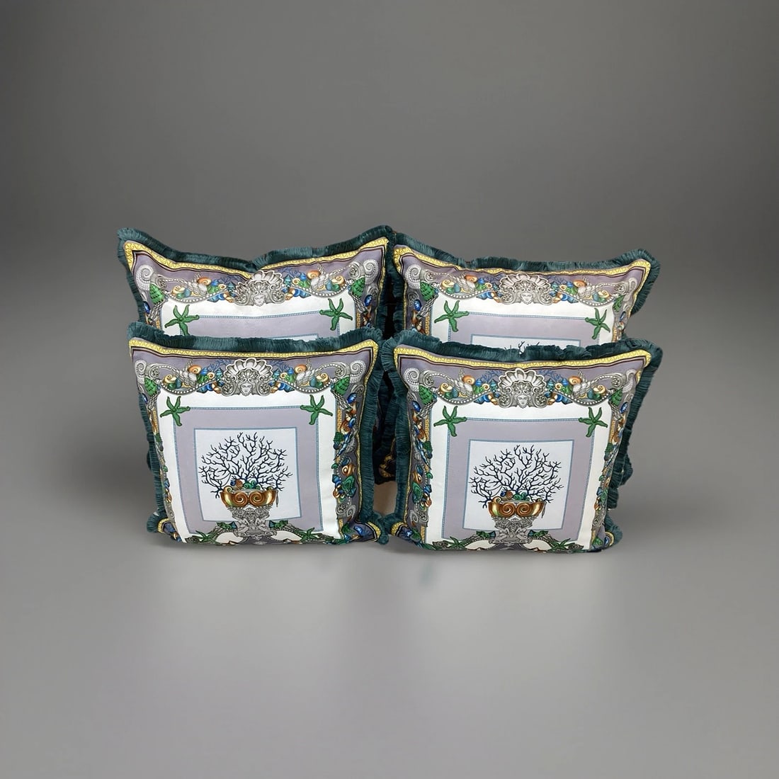 Set of 4custom Made Versace Pillows Double Printed Upholstery Fabrics (1 of 8)