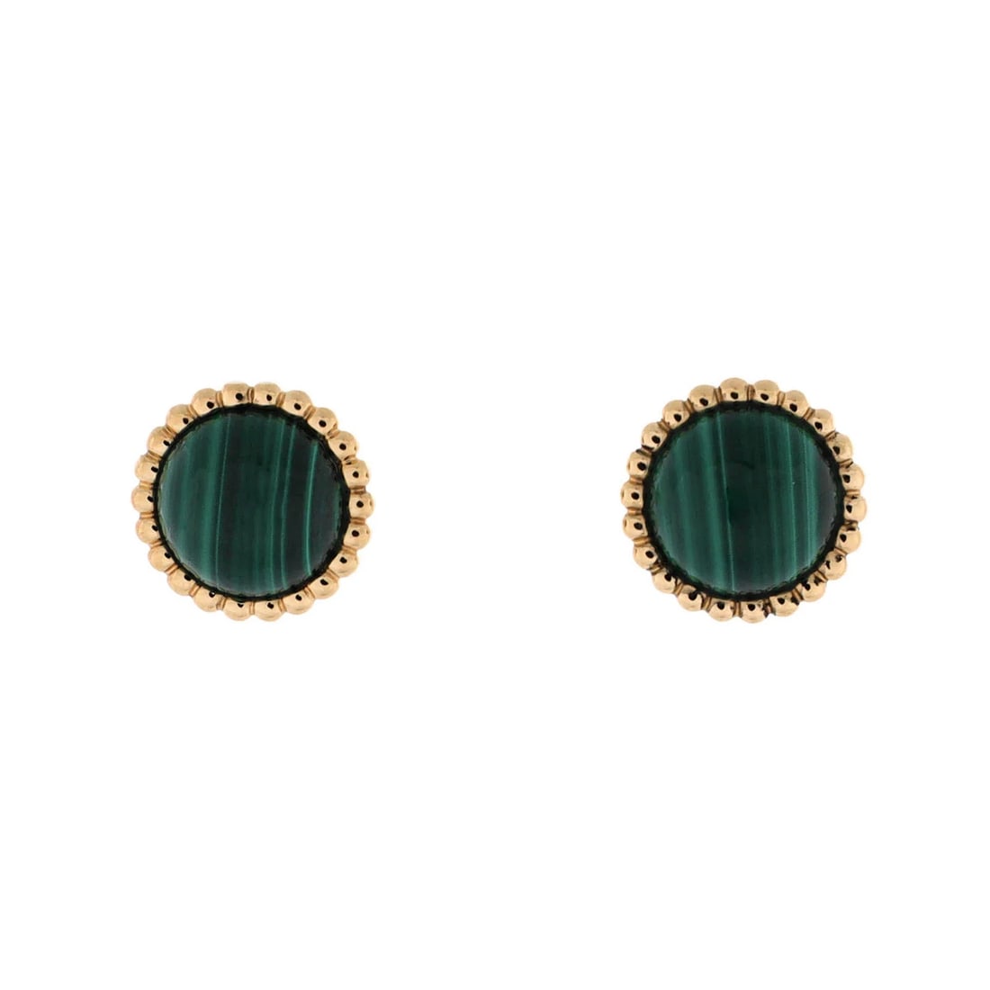 Van Cleef & Arpels Perlée Couleurs Stud Earrings 18K Yellow Gold and Malachite: Condition: Pre-owned - Good,Brand: Van Cleef & Arpels,Main Stone: Unknown,Metal: 18K Yellow Gold,Metal Purity: 18K,Style: Stud,Type: Earrings,Color: Green,Material: 18K Yellow Gold,