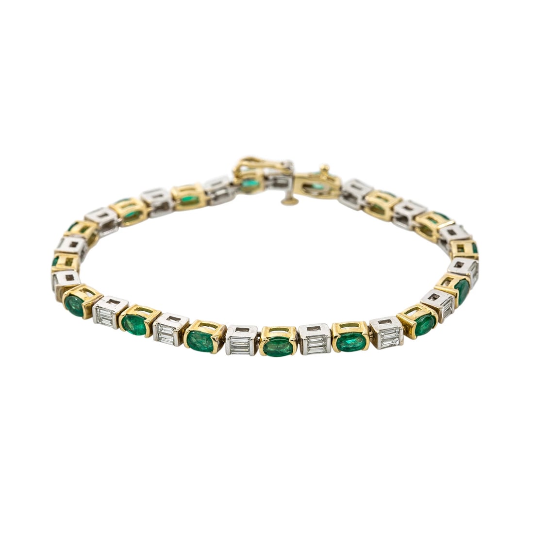 Diamond & Emerald Women's Tennis Bracelet Two Tone 14K Gold 2.20Ct Diamonds 7": Condition: New without packaging,Metal: Multi-Tone Gold,Modified Item: No,Secondary Stone:: Emerald,Length (inches): 7,Main Stone: Diamond,Country of Manufacture: United States,Total Carat Weight (TCW