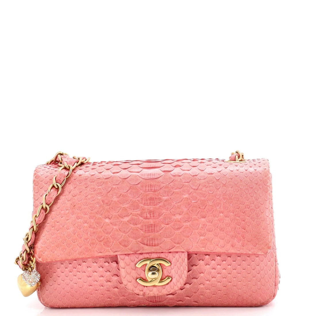 Chanel Classic Single Flap Bag Python Mini: Condition: Pre-owned - Good,Brand: Chanel,Exterior Material: Python, Exotic,Style: Cross Body Bags,Exterior Color: Pink,Department: Women,Size: Mini,Accessories: Authenticity CardCondition: Good. Exte