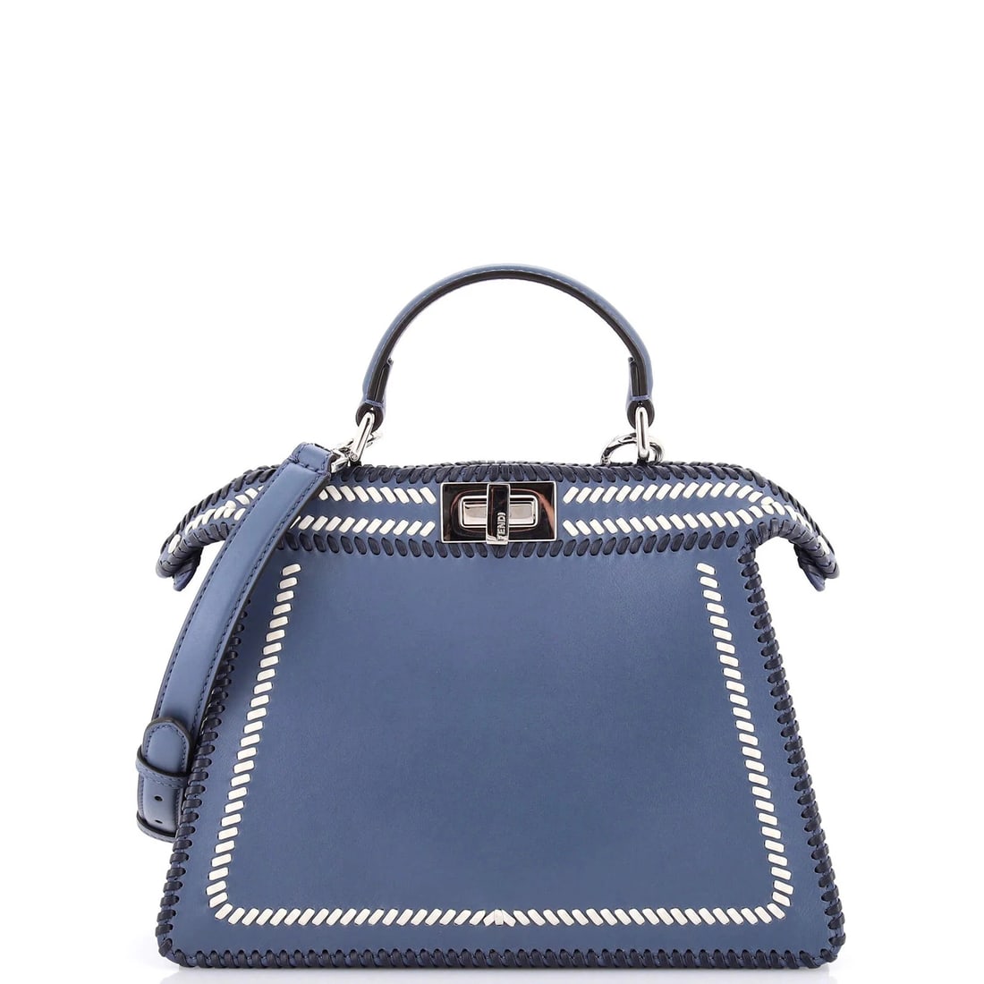 Fendi Peekaboo ISeeU Bag Whipstitch Leather Small: Condition: Pre-owned - Excellent,Brand: Fendi,Exterior Material: Leather,Style: Top Handle,Exterior Color: Blue,Department: Women,Size: Small,Accessories: With StrapCondition: Great. Exterior: minor s