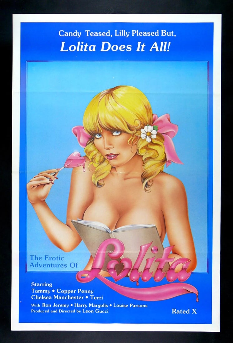 EROTIC ADVENTURES OF LOLITA ORIGINAL MOVIE POSTER 1982 ADULT: Object Type: Poster,Original/Reproduction: Original,Industry: MoviesThis is a genuine 27" x 41" U.S. one sheet ORIGINAL MOVIE POSTER issued by the studio when the film was released and meant for
