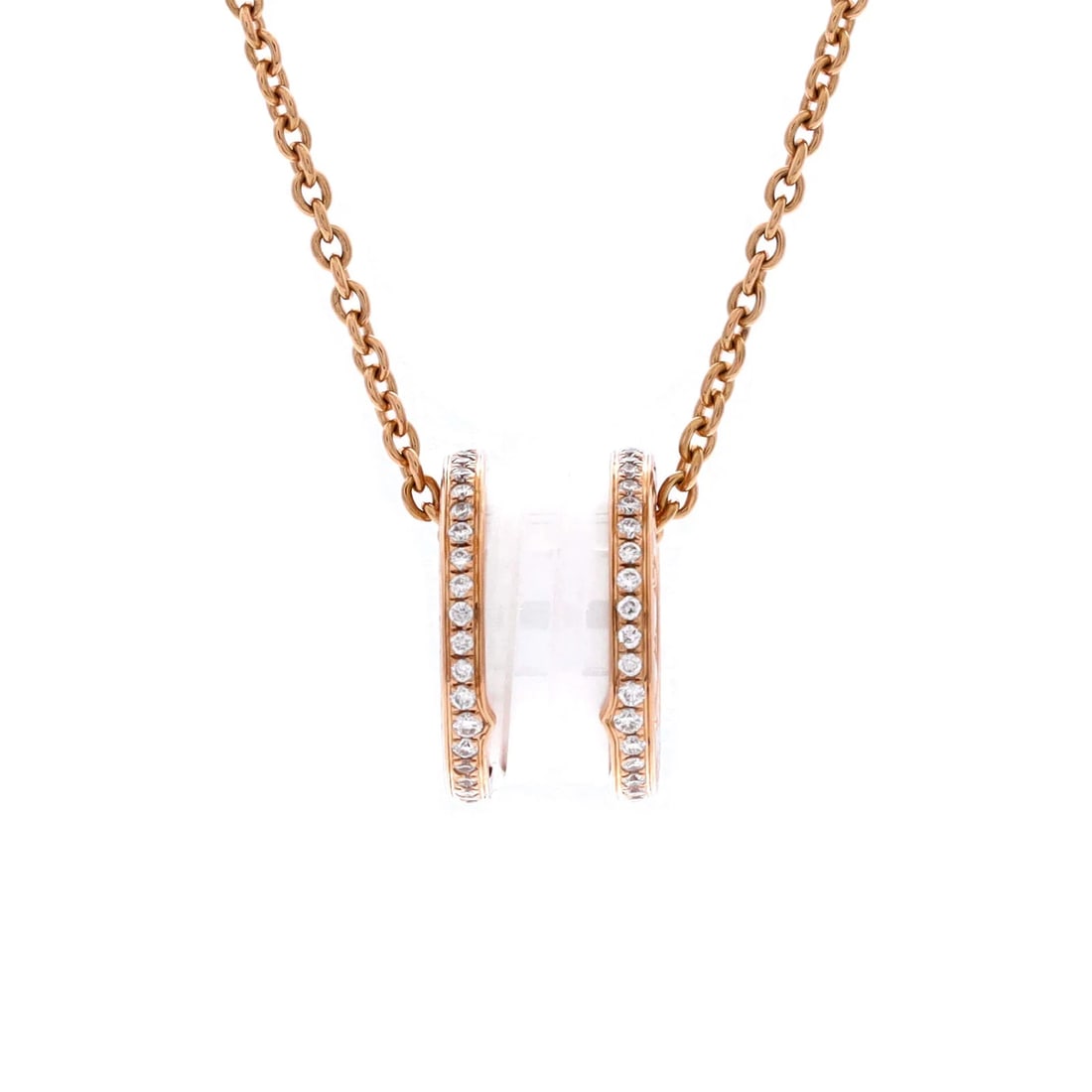 Bvlgari B.Zero1 Pendant Necklace 18K Rose Gold and Ceramic with Diamonds: Condition: Pre-owned - Good,Brand: Bvlgari,Main Stone: Unknown,Metal: 18K Rose Gold,Metal Purity: 18K,Style: Pendant,Type: Necklace,Color: Rose Gold,Material: 18K Rose Gold, Ceramic, DiamondCondition: