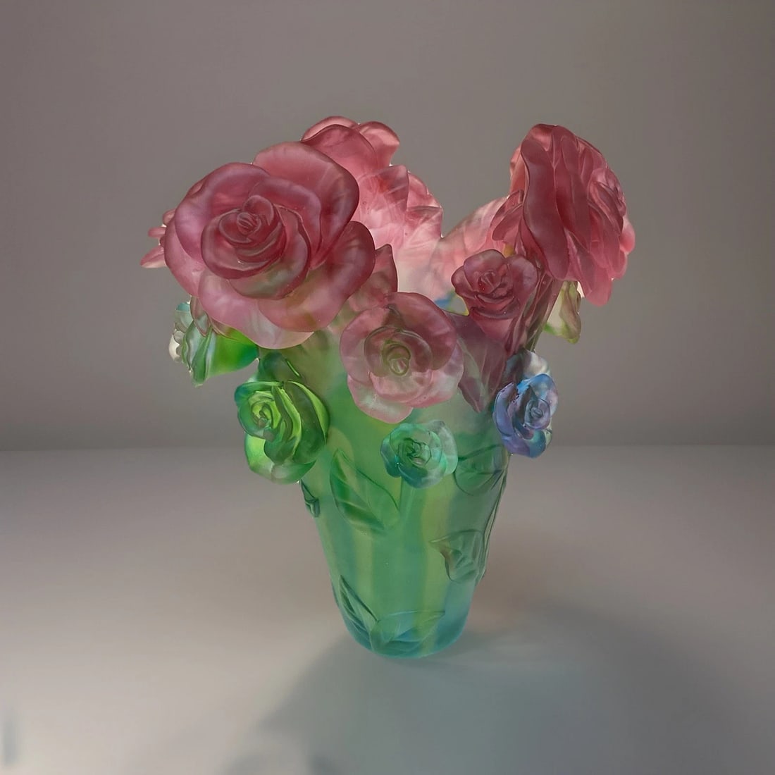 Xxxl Multi Color Heavy Namcy Daum Style Rose Vase 27lb H14?? W10?? One Of Kind (1 of 12)