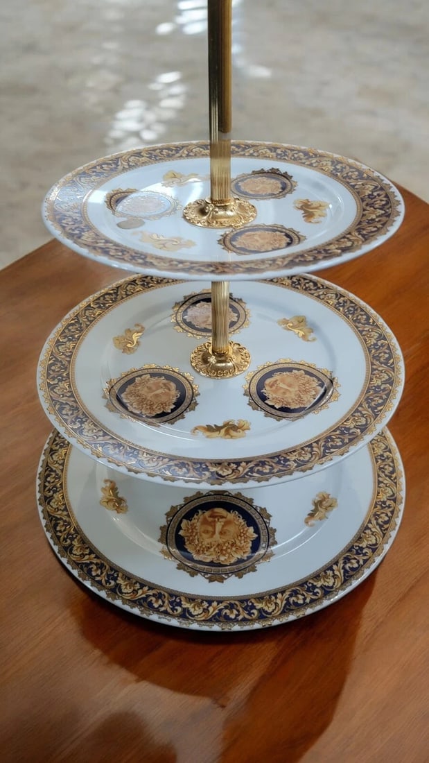 Extremely Rare Limoges Three-Tier Serving Tray 24K Gold 1969 Italian Porcelain: Condition: New: A brand-new, unused, unopened, undamaged item in its original packaging (where packaging is applicable). Packaging should be the same as what is found in a retail store, unless the ite